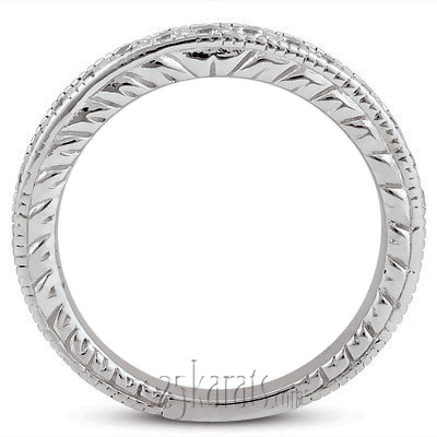 14K white gold Antique Design Bead Set Women's Diamond Wedding Band (1/2 ct. tw.) - alternate view 3