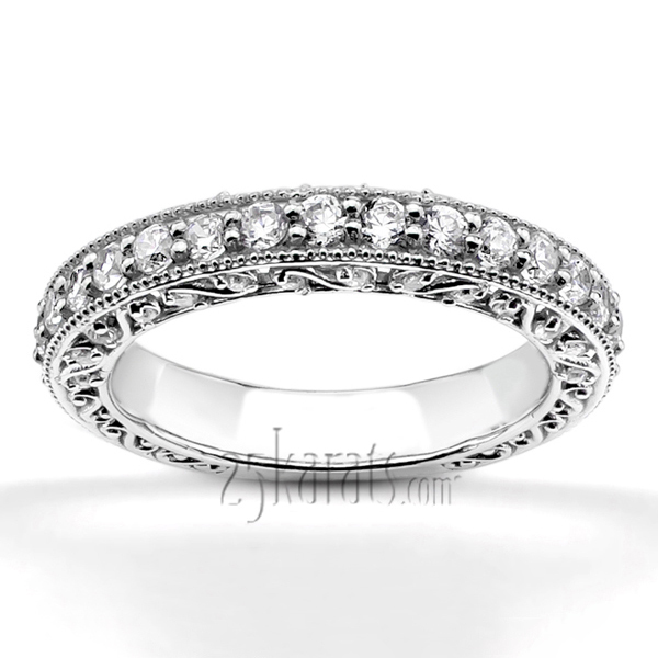 14K white gold Filigree Scroll Work Diamond Anniversary Wedding Band (1.00 ct. tw.) - alternate view 12
