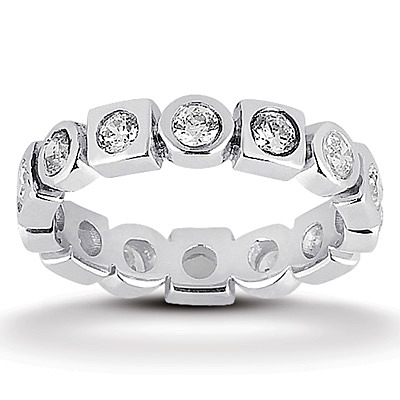 Round Cut Bezel Set Diamond Eternity Wedding Band (0.84ct. tw.) - view 1