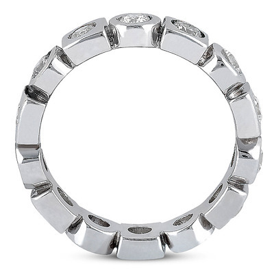 14K white gold Round Cut Bezel Set Diamond Eternity Wedding Band (0.96 ct. tw.) - alternate view 2