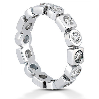 14K white gold Round Cut Bezel Set Diamond Eternity Wedding Band (0.96 ct. tw.) - alternate view 3