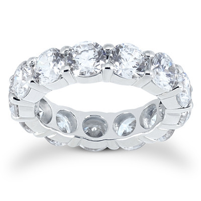 18K white gold Classic Shared Prong Diamond Eternity Band (4.90 ct. tw.) - Size 4 - main view