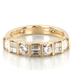 Round And Baguette Cut Bar Set Diamond Wedding Band (0.64 ct. t.w.)
