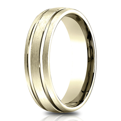 Light Comfort Satin-Finished with Parallel Grooves Carved Design Band