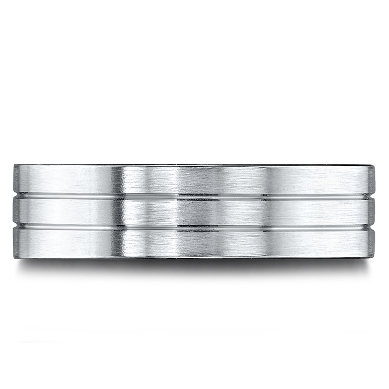 14K white gold 6.5mm satin Light-Comfort-Satin-Finished-with-Parallel-Center - alternate view 3