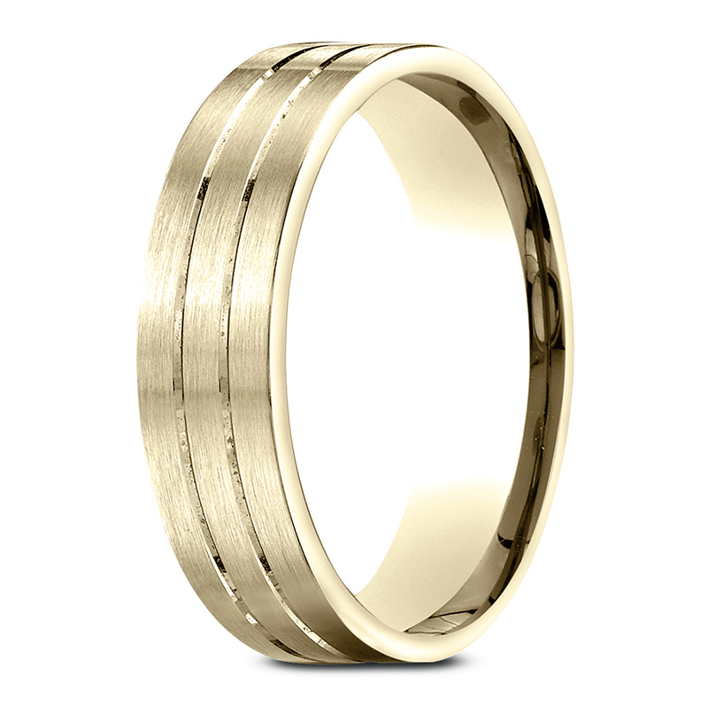 14K yellow gold 6.5mm satin Light-Comfort-Satin-Finished-with-Parallel-Center - alternate view 4