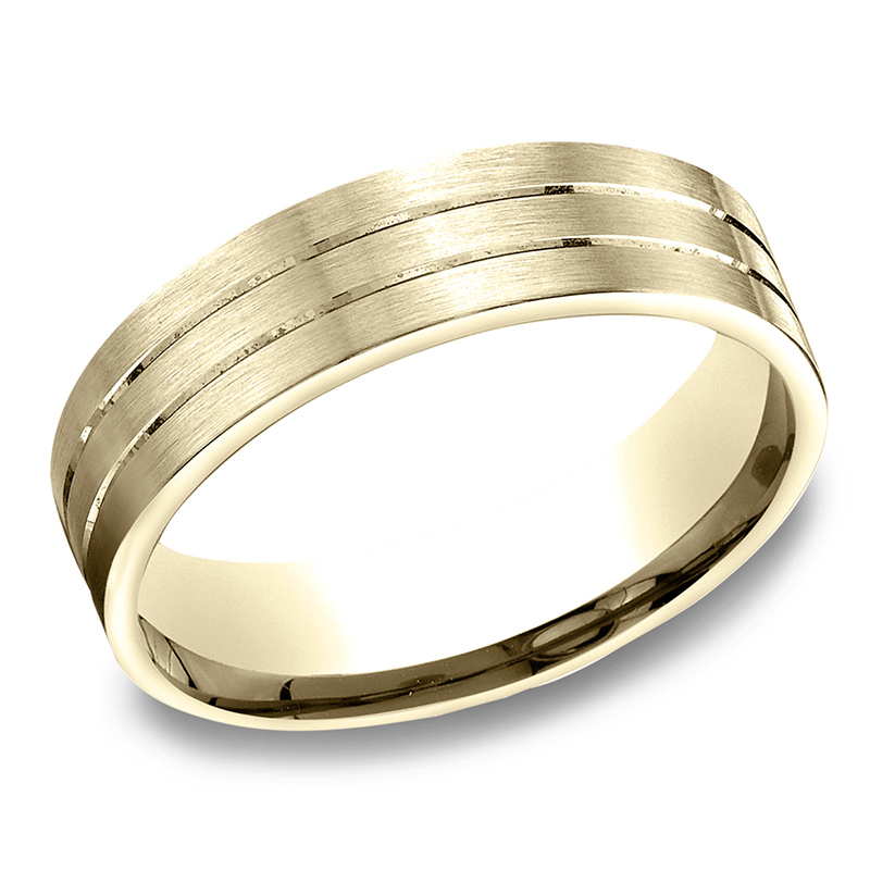 14K yellow gold 6.5mm satin Light-Comfort-Satin-Finished-with-Parallel-Center - alternate view 5