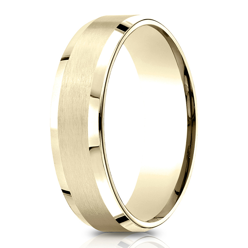 Light Comfort Satin-Finished with High Polished Beveled Edge Carved Design Band