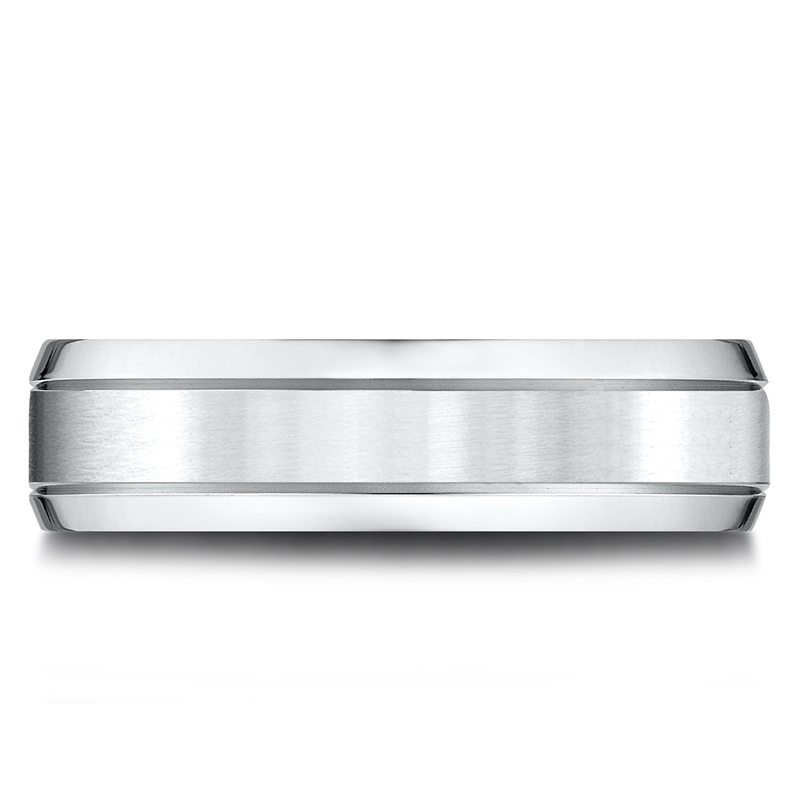 14K white gold 6.5mm satin Light-Comfort-Satin-Finished-High-Polished-Beveled - alternate view 3