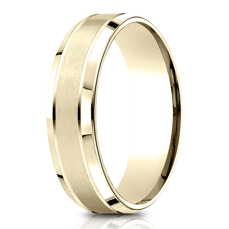 14K yellow gold 6.5mm satin Light-Comfort-Satin-Finished-High-Polished-Beveled - alternate view 4