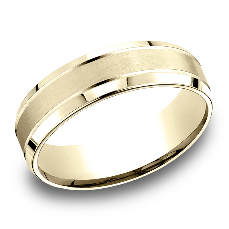 14K yellow gold 6.5mm satin Light-Comfort-Satin-Finished-High-Polished-Beveled - alternate view 5