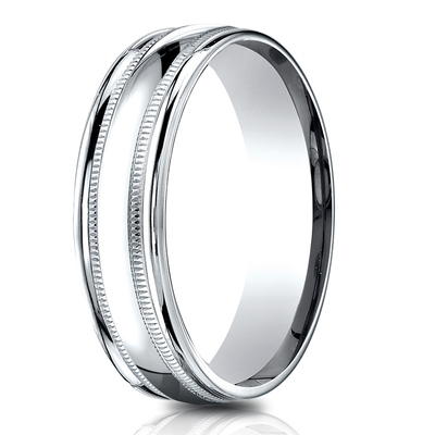 Light Comfort High Polished with Milgrain Round Edge Carved Design Band