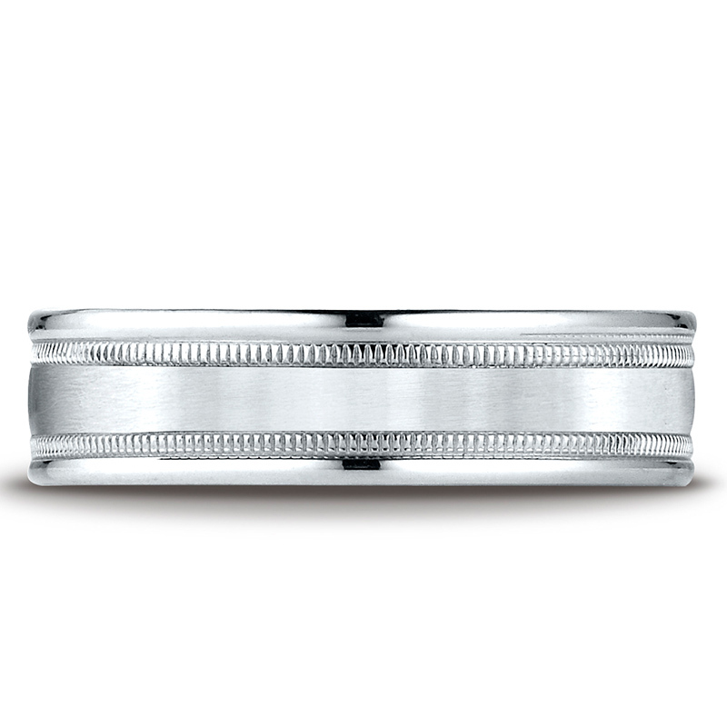 14K white gold 6.5mm satin Light-Comfort-Satin-Finish-Center-with-Milgrain - alternate view 4