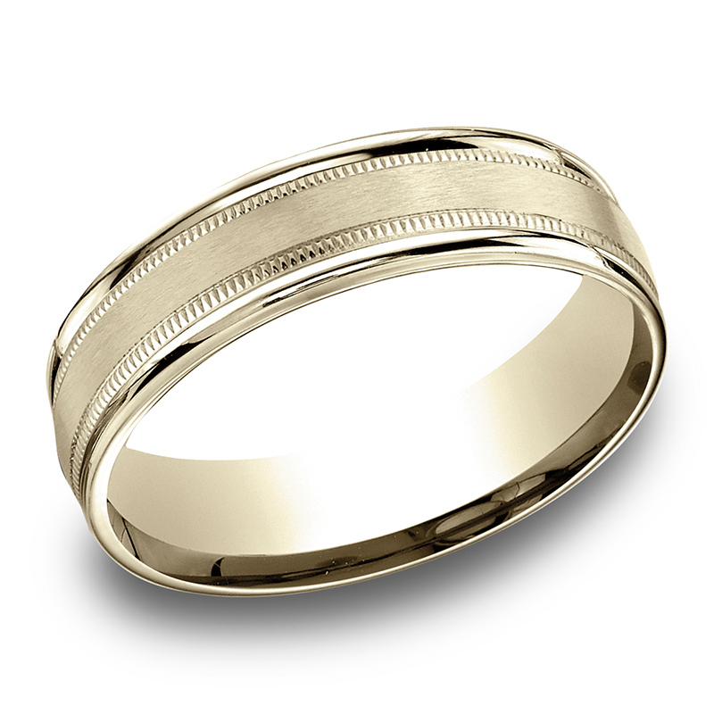 14K yellow gold 6.5mm satin Light-Comfort-Satin-Finish-Center-with-Milgrain - alternate view 5