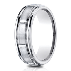 Light Comfort Satin-Finished 8 Center Cuts and Round Edge Carved Design Band