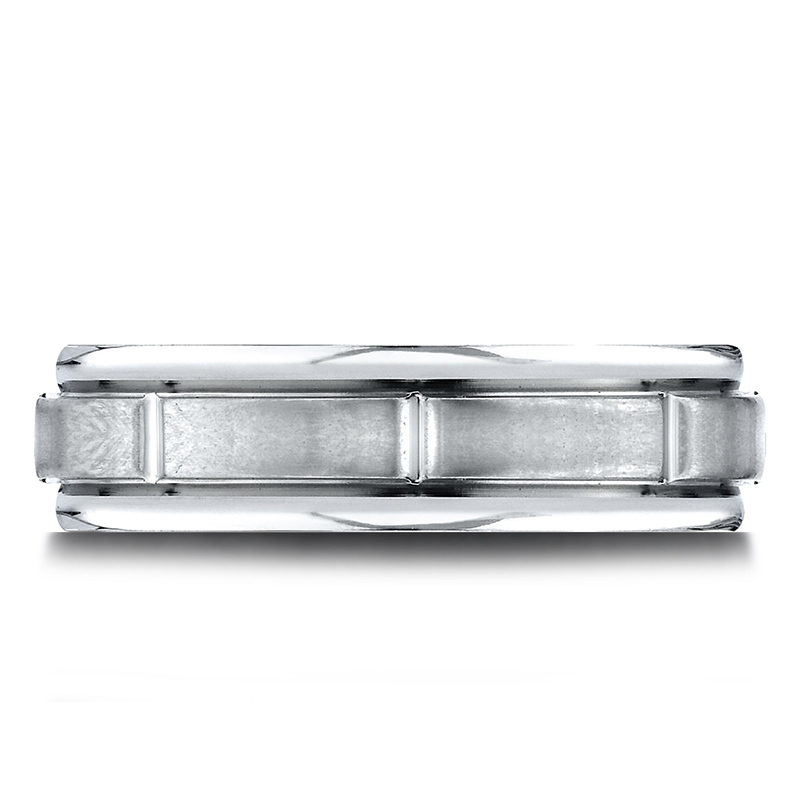 14K white gold 6.5mm satin Light-Comfort-Satin-Finished-8-Center-Cuts - alternate view 3