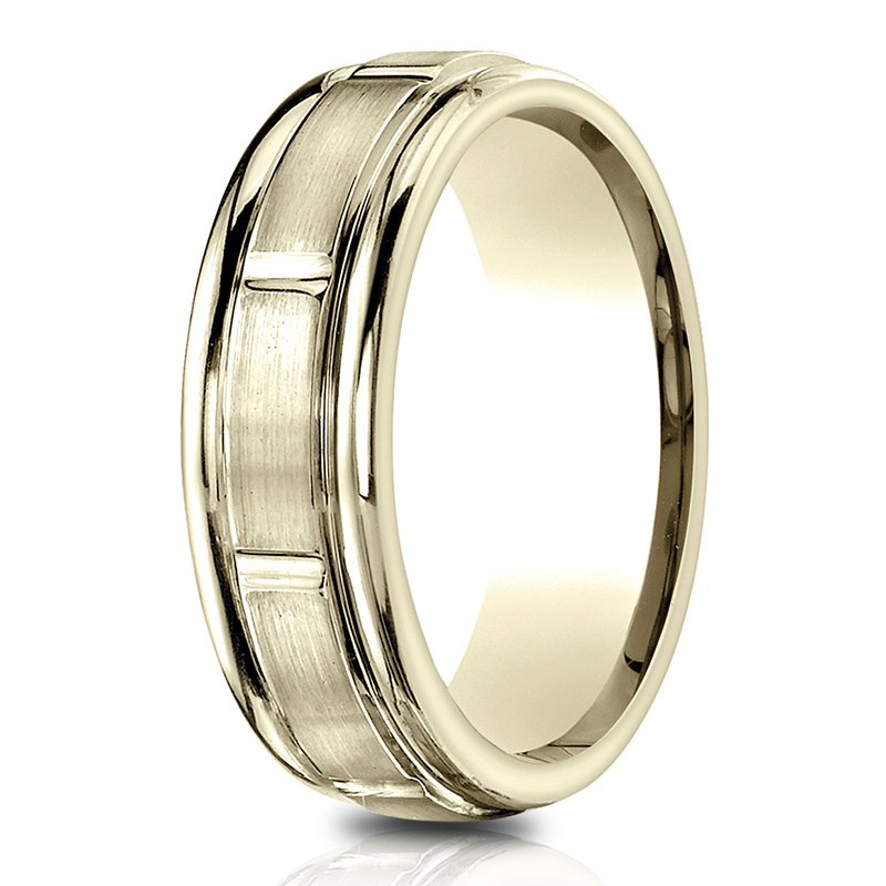 14K yellow gold 6.5mm satin Light-Comfort-Satin-Finished-8-Center-Cuts - alternate view 4