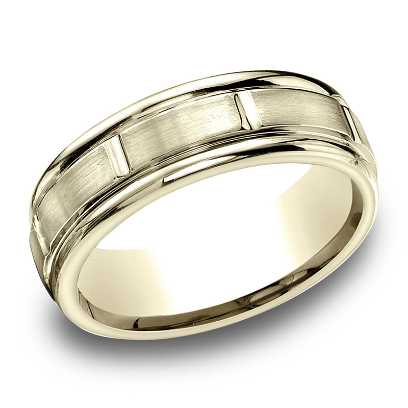 14K yellow gold 6.5mm satin Light-Comfort-Satin-Finished-8-Center-Cuts - alternate view 5