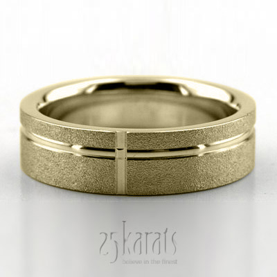 Modern Cross Stone Finish Wedding Ring  - view 4