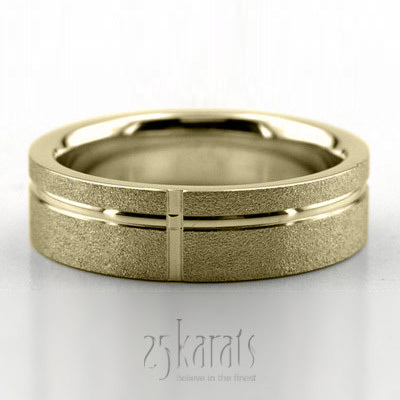 Modern Cross Stone Finish Wedding Ring  - view 4 thumbnail
