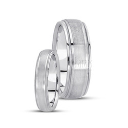 Incised Satin Finish Basic Carved Wedding Band Set