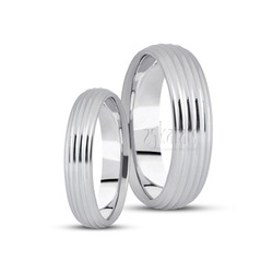 Convex Grooved Basic Carved Wedding Ring Set