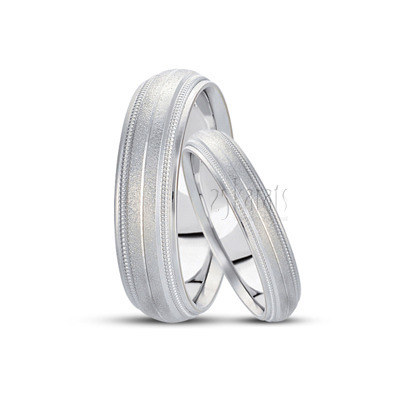 Wire Matte Carved Design Wedding Ring Set