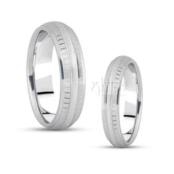 Concave Center Diamond Cut Wedding Ring Set