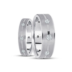 Angled Cut Diamond Wedding Ring Set
