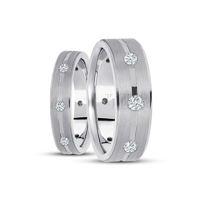 Angled Cut Diamond Wedding Ring Set