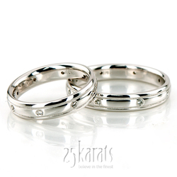 Modern Diamond Wedding Ring Set