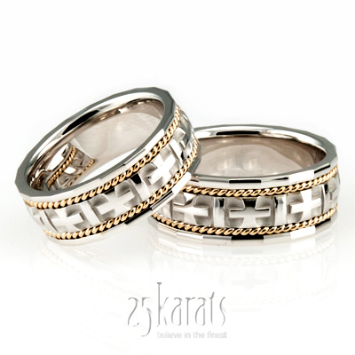 Braided Handcrafted Christian Wedding Ring Set