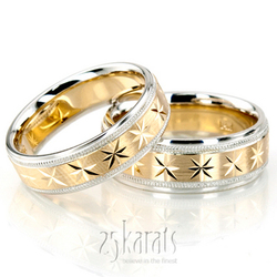 Compass Star Basic Design Wedding Ring Set