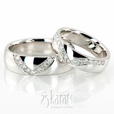 V-Set Diamond Wedding Ring Set