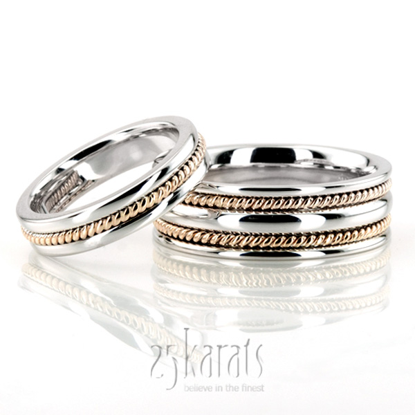 Handcrafted Braided Couples Wedding Band Set