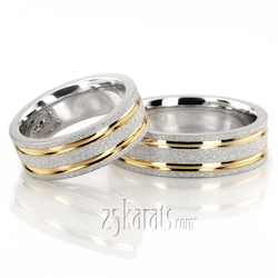 Contemporary Two-Color Stoned Wedding Ring Set