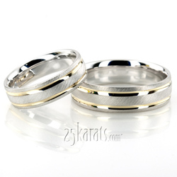 Solid Matte Carved Design Wedding Ring Set