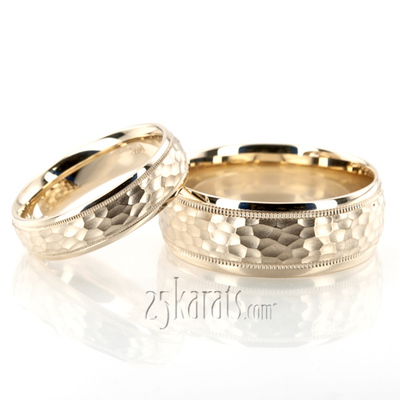 Elegant Matte Carved Design Wedding Ring Set