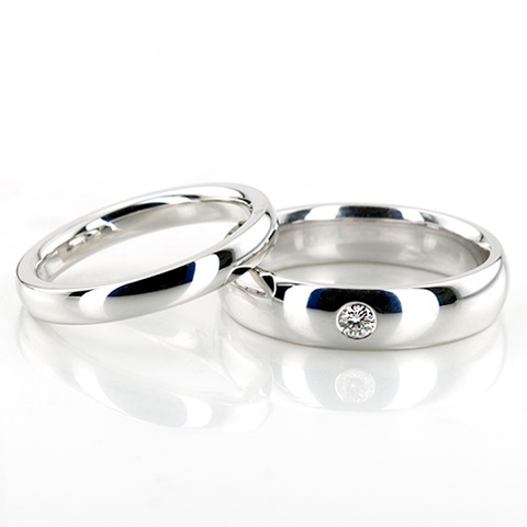 Dome Solitaire Wedding Band Set