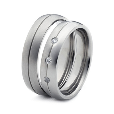 Three Stone Diamond Wedding Ring Set