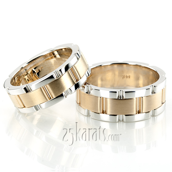 Solid Rolex Style Fancy Designer Wedding Ring Set