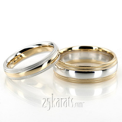 Double Milgrain Basic Design Wedding Band Set