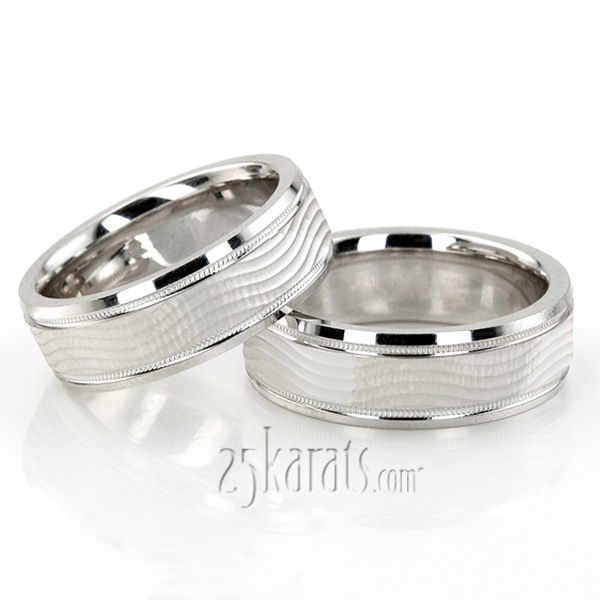 Carved Design Wedding Ring Set