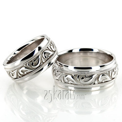Elegant Antique Design Wedding Rings Set