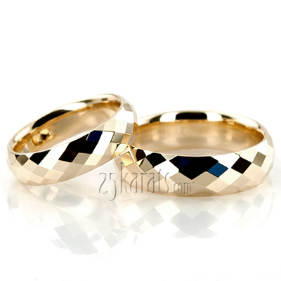 Diamond Cut Basic Wedding Ring Set