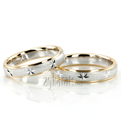 Step Edge Cross-satin Basic Design Wedding Ring Set