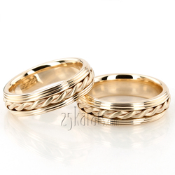 Custom Triple-step Edge Handmade Wedding Ring Set