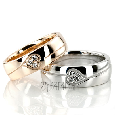 Elegant Heart Diamond Wedding Ring Set