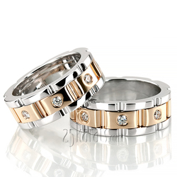 Rolex Style 6.5mm Diamond Wedding Band Set