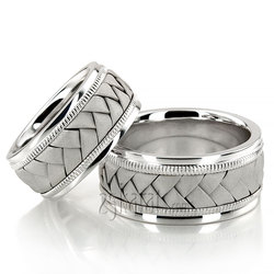 Classic Milgrain Hand Braided Wedding Band Set thumbnail 2